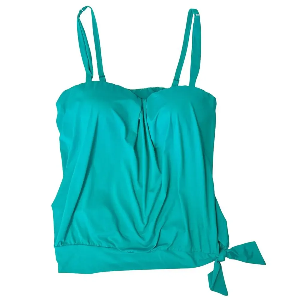 Coco Reef Bra Sized Side Tie Tankini Swim Top Turquoise Size 38C